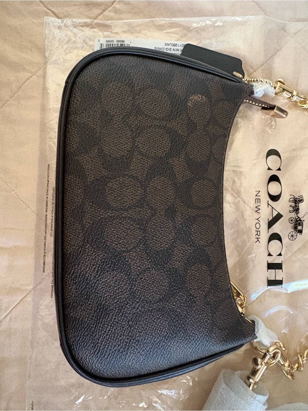 Coach Mini Shoulder Bag in Dark Brown/Black with Gold Hardware - Picture 5 of 14